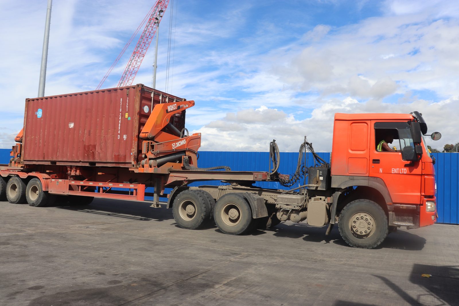 Truck transporting a shipping container at Honiara port